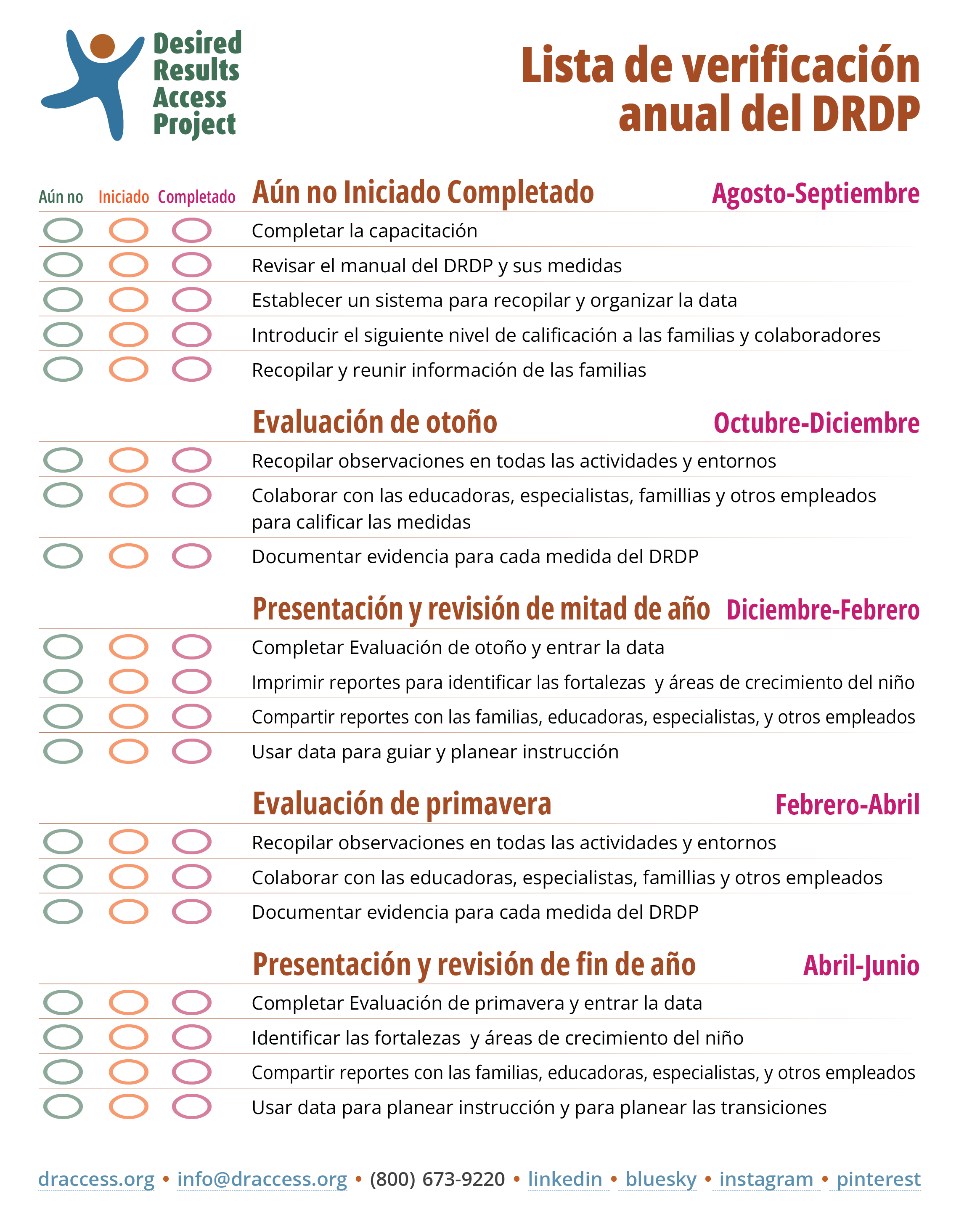 DRDP Annual Checklist - Spanish (Lista de verificación anual del DRDP)